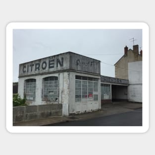 Old Abandoned Car Garage, France Sticker